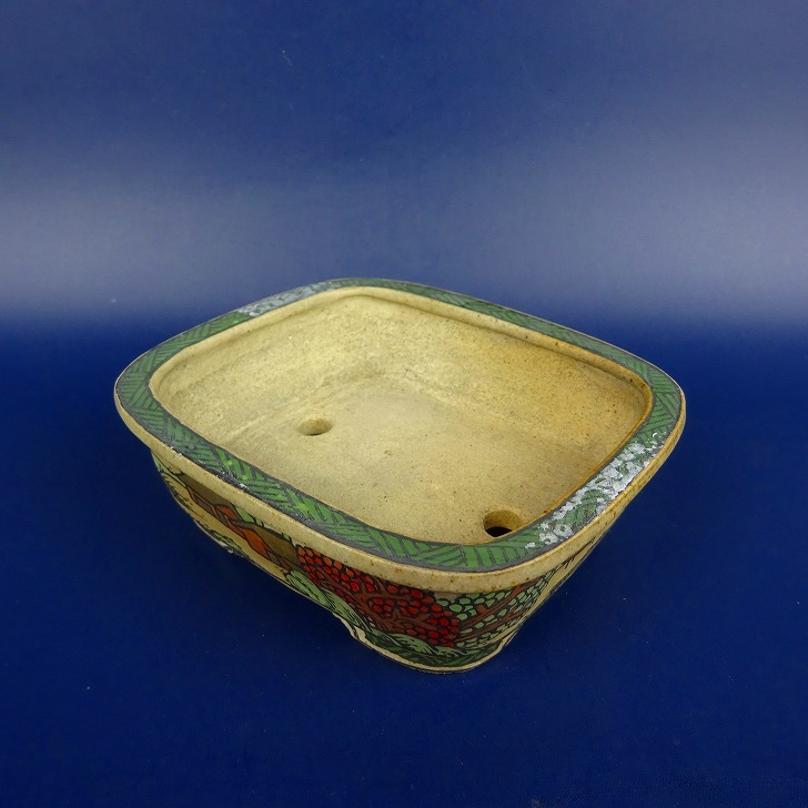 楽天市場】【中古】盆栽鉢 佐野 大助 小鉢 長辺 約10cm 長方鉢 五色絵