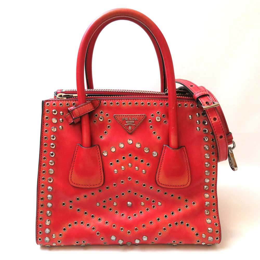 楽天市場】中古 プラダ ハンドバッグ レザー スタッズ 2WAY Bランク