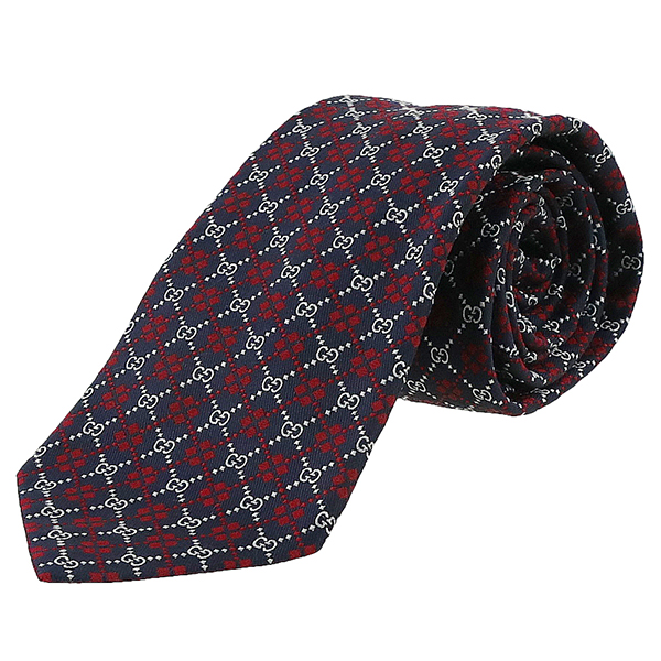 楽天市場】グッチ ネクタイ GGダイヤモンド シルク ネイビー レッド