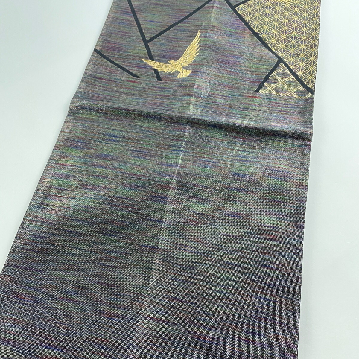 楽天市場】袋帯 美品 秀品 斉藤三才 落款あり 三才鳥 麻の葉 金糸 紫