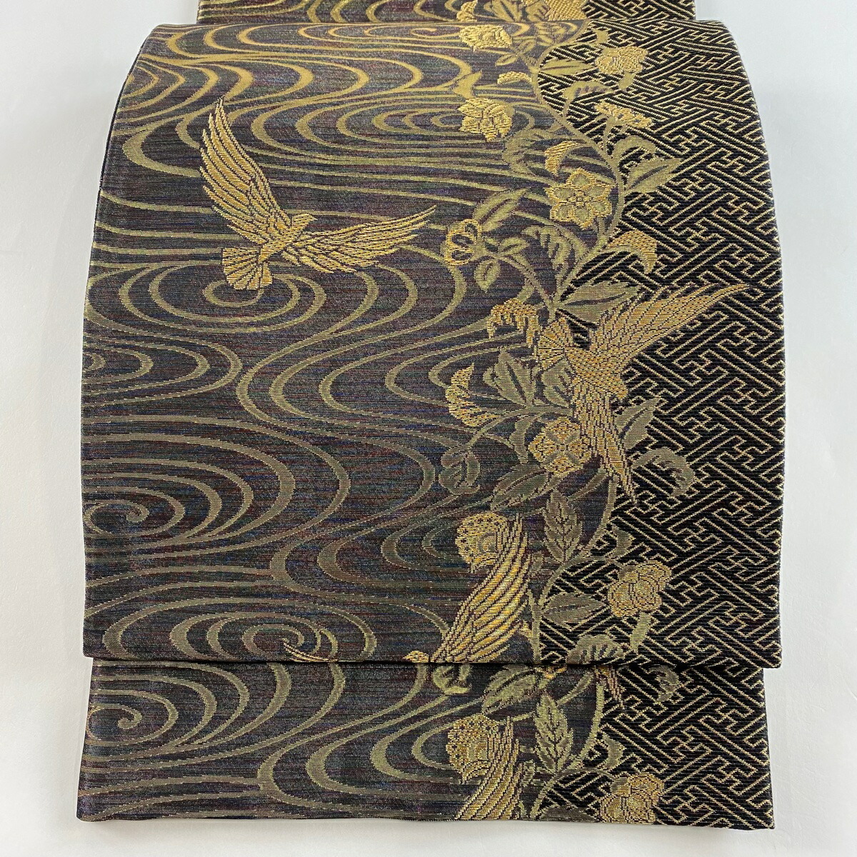 楽天市場】袋帯 美品 名品 斉藤三才 落款あり 羅天金糸帯 花鳥 流水