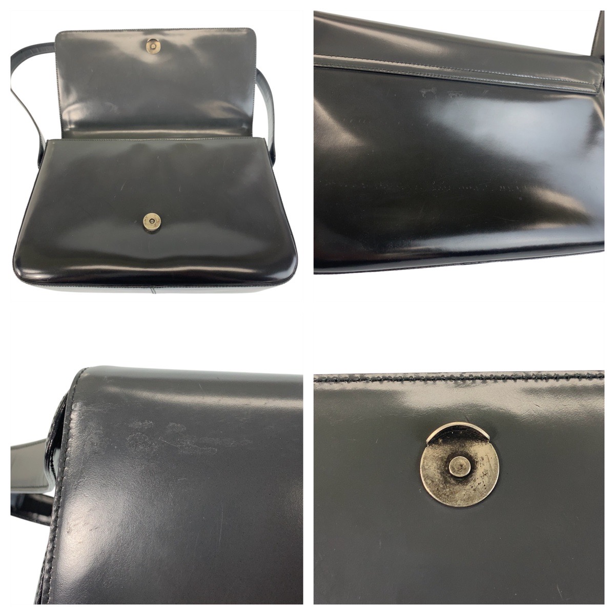 楽天市場】美品 PRADA プラダ ブラック 黒 シルバー金具 エナメル