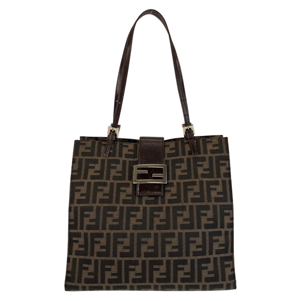 楽天市場】美品 FENDI フェンディ ズッカ ブラウン シルバー金具