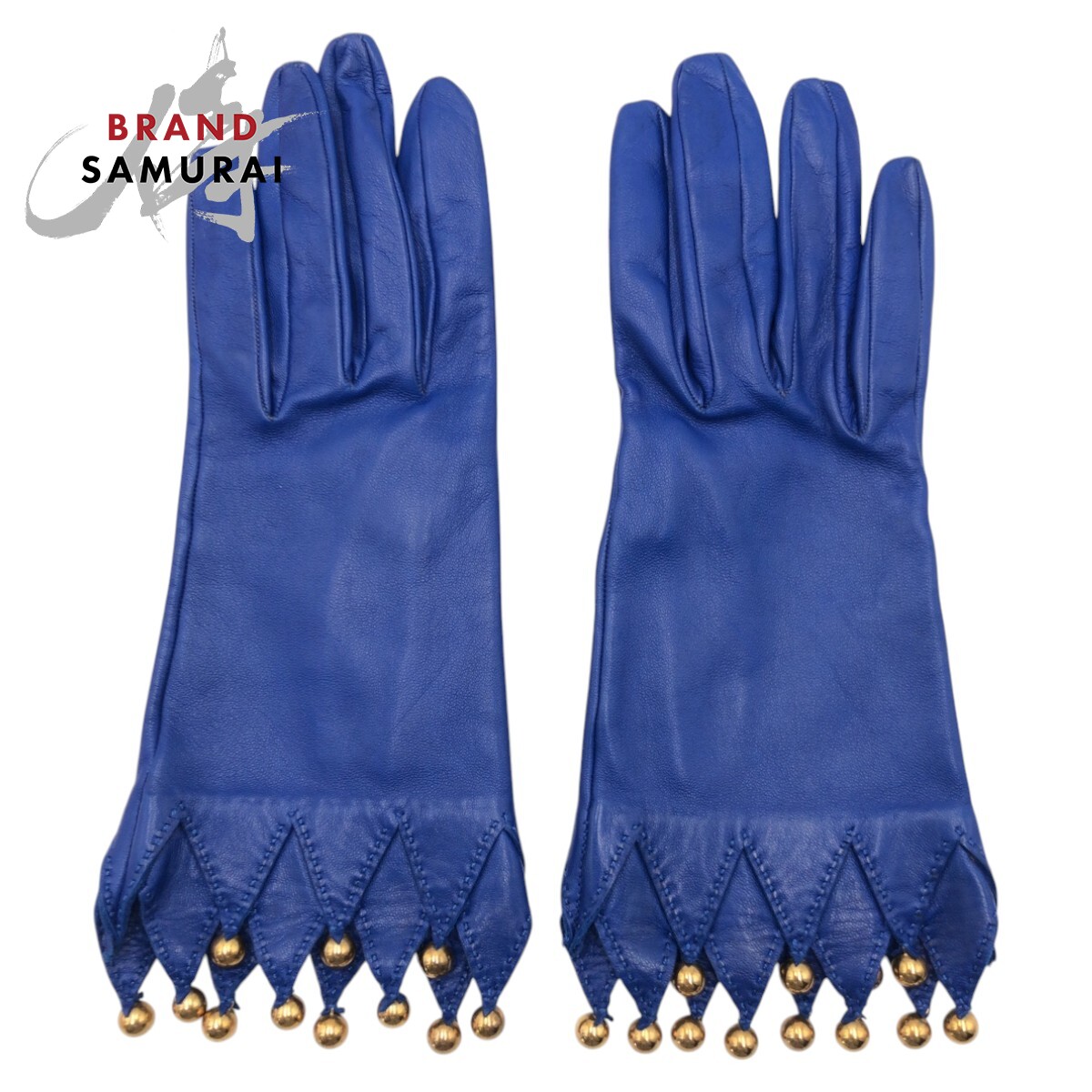 楽天市場】美品 HERMES エルメス ブルー レザー 手袋 グローブ