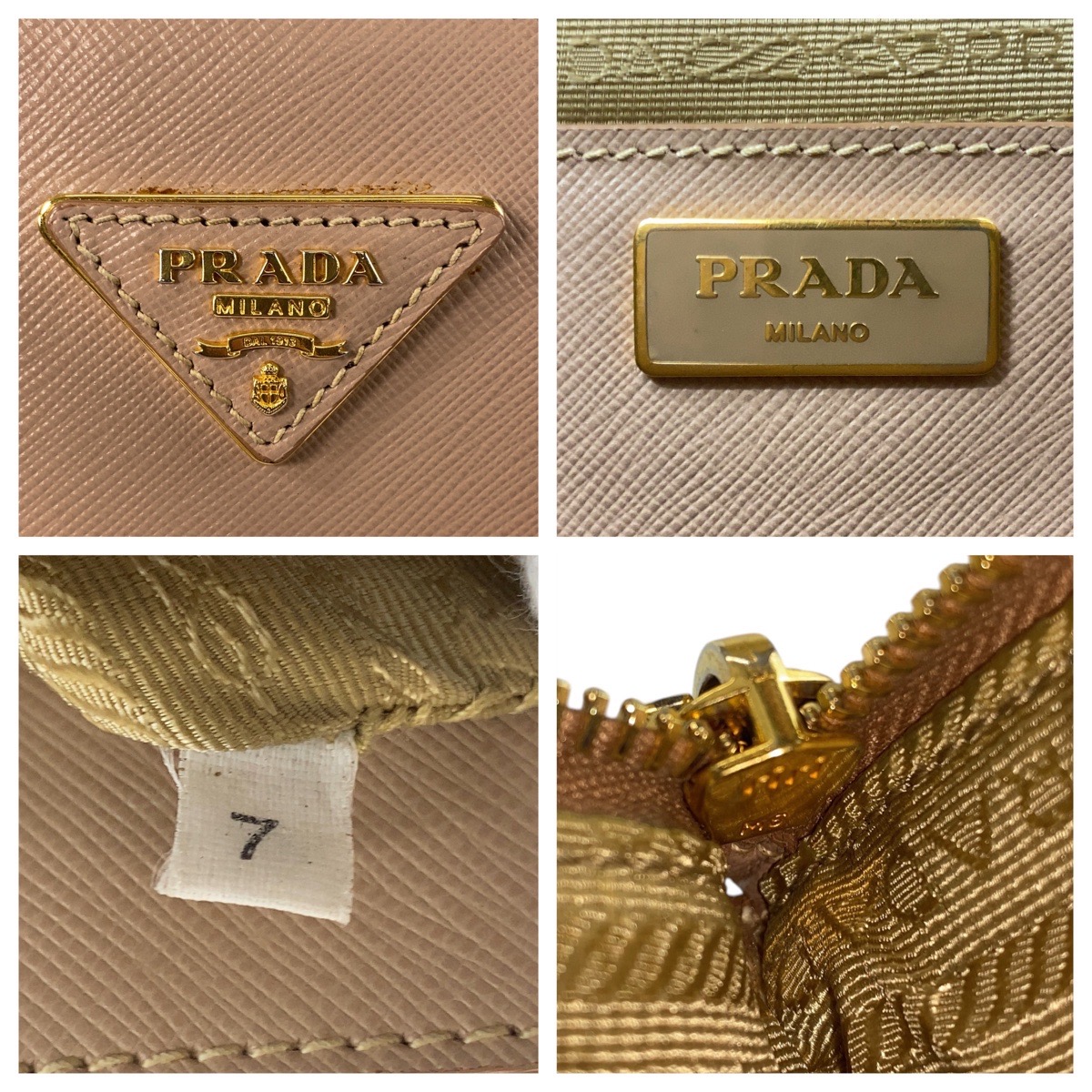 楽天市場】美品 PRADA プラダ サフィアーノ 三角ロゴプレート ベージュ
