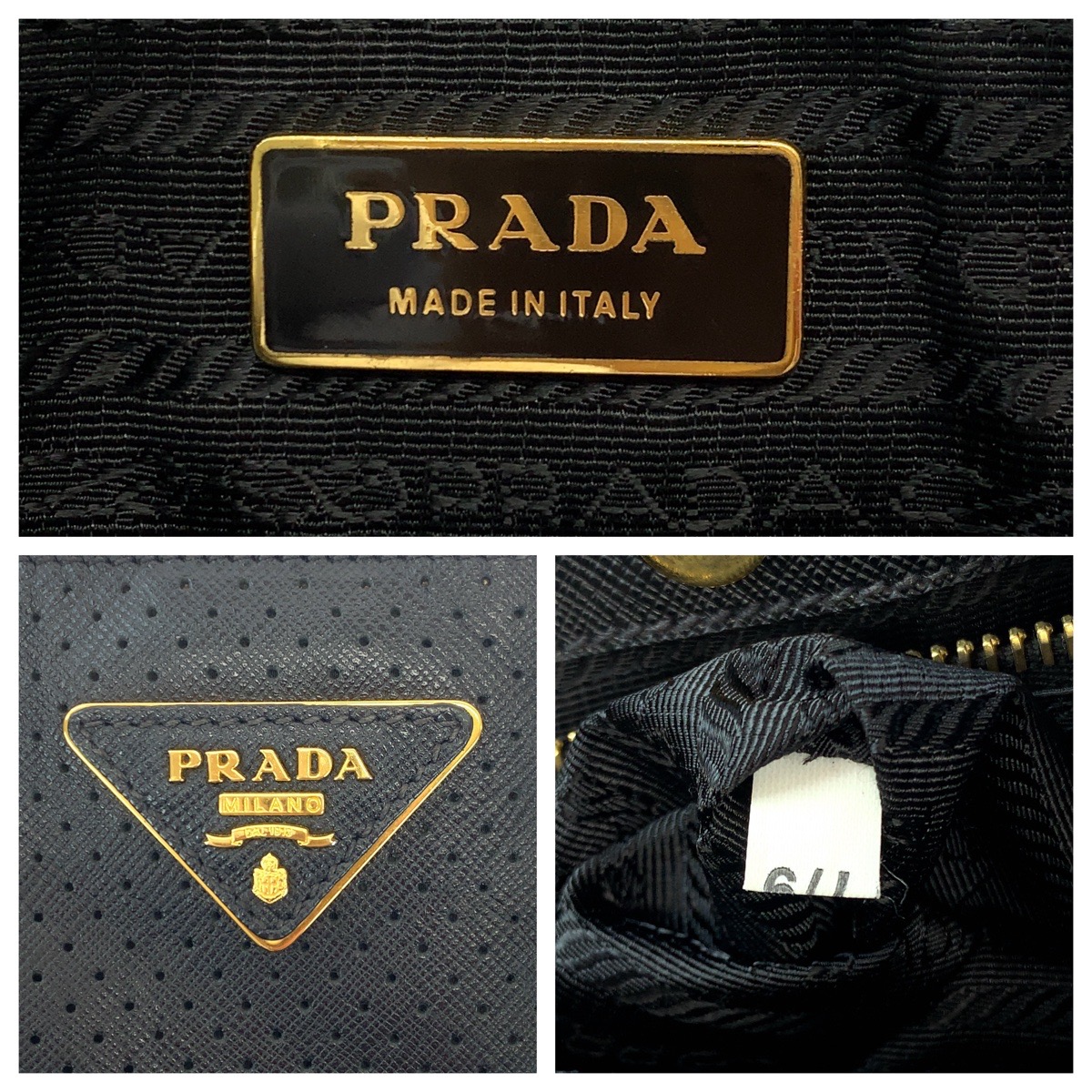楽天市場】美品 PRADA プラダ サフィアーノ パンチング 三角ロゴ