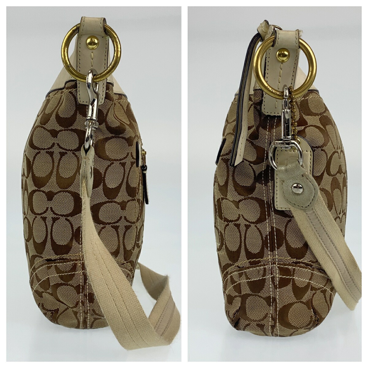 楽天市場】COACH コーチ シグネチャー ベージュ ブラウン ゴールド金具