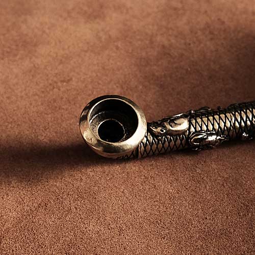 アンティーク 煙管 キセルセット 骨彫刻 革ケース 真鍮製 レトロ 喫煙具