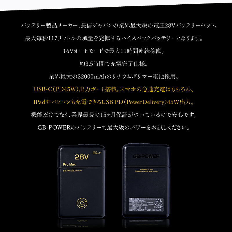 楽天市場】バッテリーセット 28V GB-POWER 長信ジャパン GB428PD USB-C