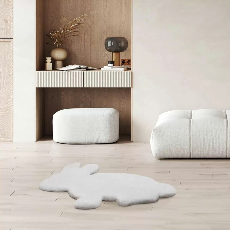 楽天市場】フェイクファー アニマル シェイプ ラグ1822258エコテックス