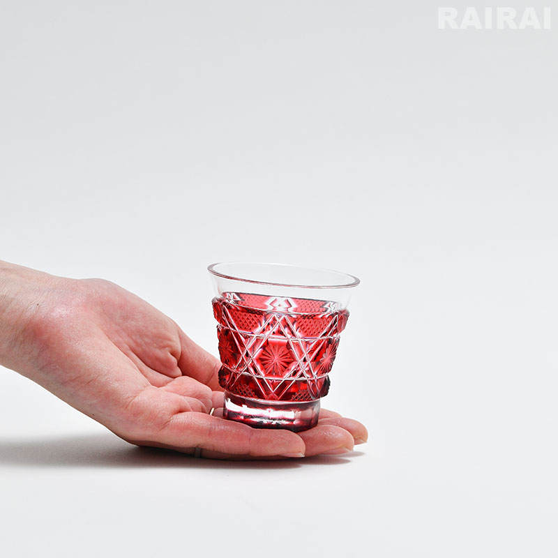 楽天市場】薩摩切子 冷酒グラス cut01 金赤 鹿児島 島津薩摩切子 薩摩