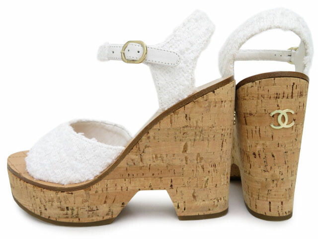 楽天市場】CHANEL ウエッジソール サンダル G38994 ツイード