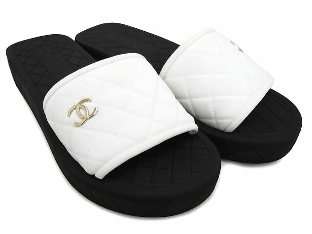 楽天市場】CHANEL サンダル ミュール G40144 2023 SS ホワイト ＃37 C