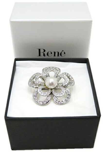 楽天市場】Rene フラワー ブローチ ストーン×パール 美品 【中古