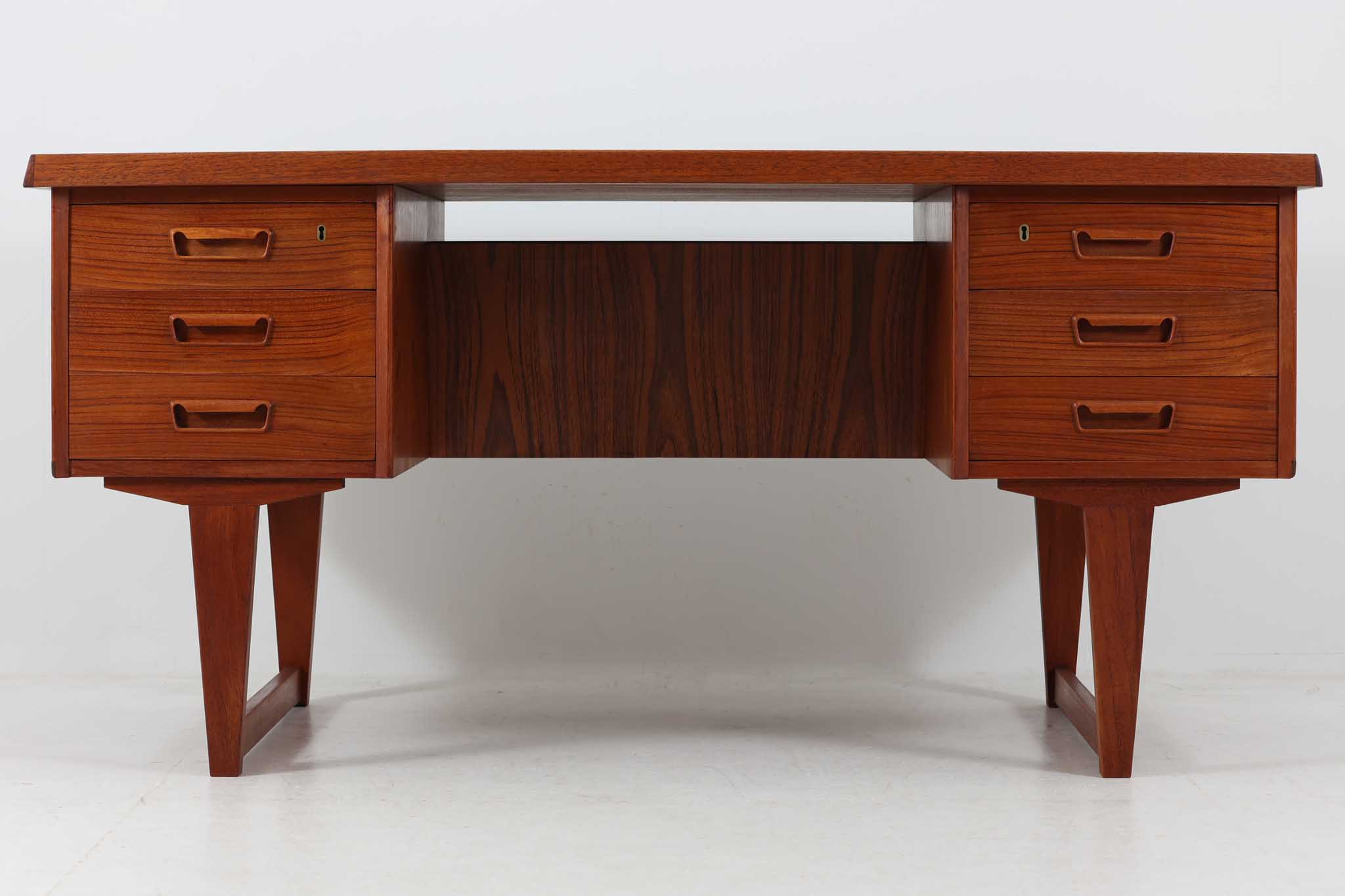 楽天市場】デンマーク製 両袖デスク チーク材 北欧家具ビンテージ