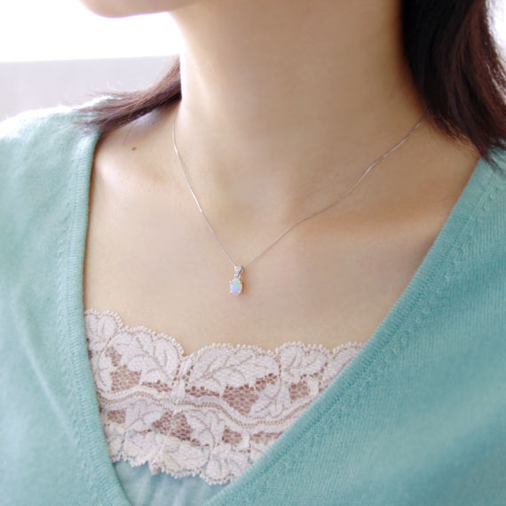 楽天市場】オパール ネックレス K10/K18ホワイトゴールド ダイヤモンド