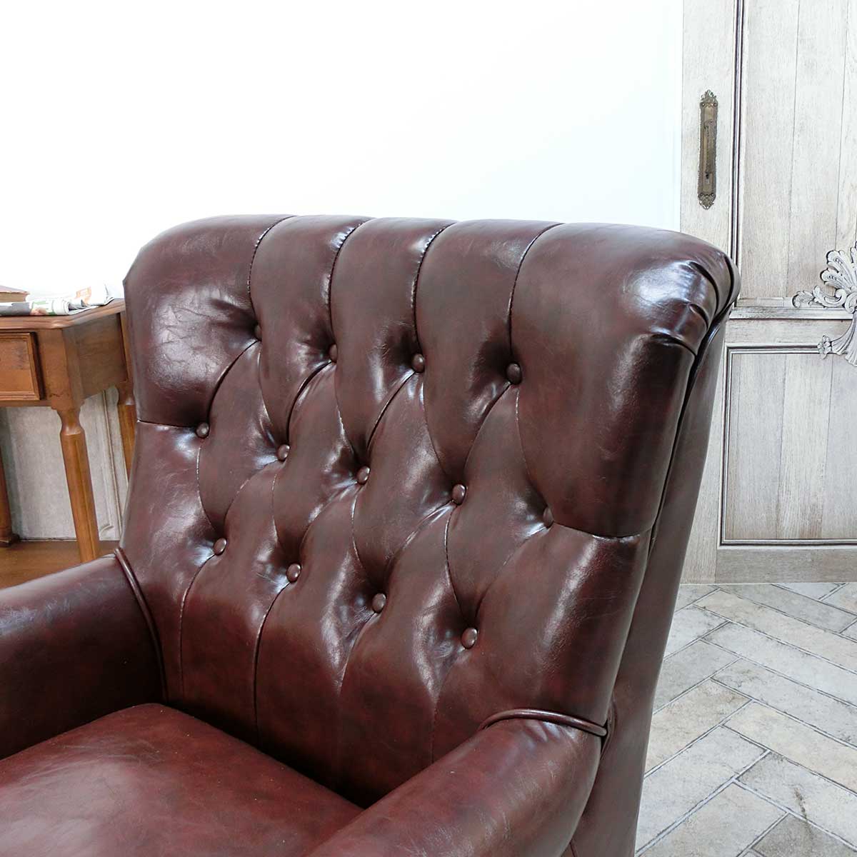 アンティーク家具 1人掛けソファ デンマーク製 本革 ハイバック 楽天