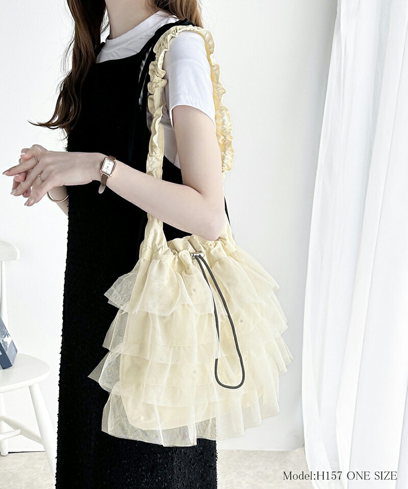 yukiemonハンドメイド たっぷりフリル30㎝ショルダーバック yukiemon