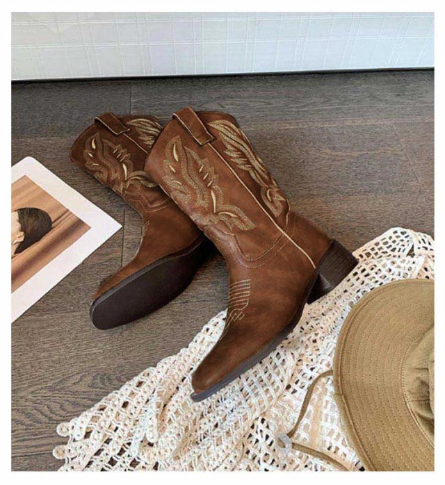 楽天市場】ブーツ レディース ウエスタンブーツ スクエアトゥ