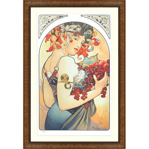 楽天市場】☆ 版画 ミュシャ 「フルーツ」 ジクレー 複製画 額入り