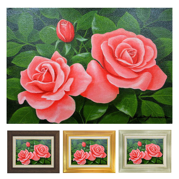 楽天市場】油彩画 F6号 朝隈敏彦 「バラ（赤）」 真筆 額入り 額装絵画