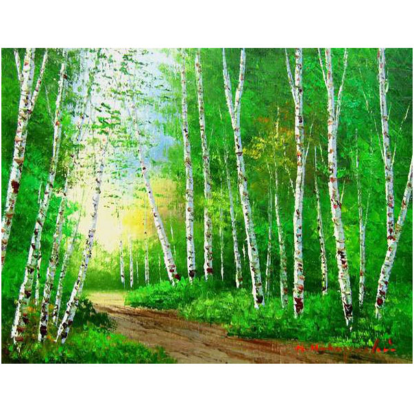 楽天市場】油彩画 小林幸三 「白樺林」 F6号 額入り 油絵 風景画 額装