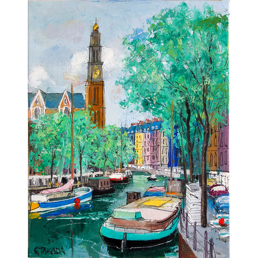 楽天市場】油彩画 高田悟 「アムステルダム」 F6号 たて 額付き 油絵