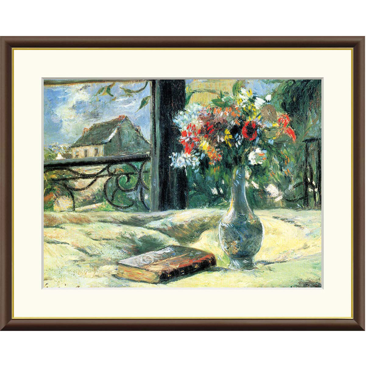 油絵 菅家令子絵 絵画インテリア額付(青緑＋金色の枠)uF6-063304レモン