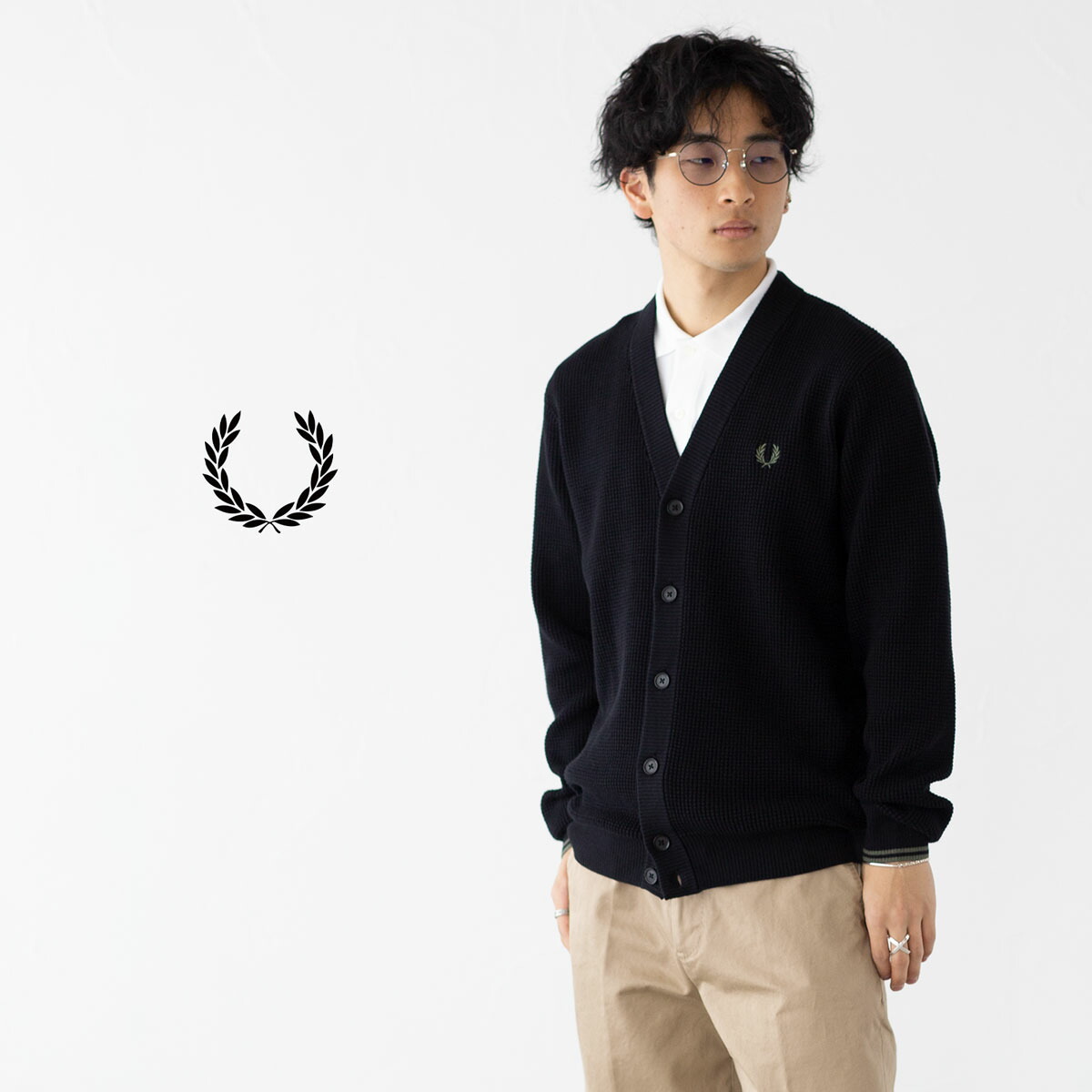 楽天市場】フレッドペリー FRED PERRY ワッフル ステッチ カーディガン