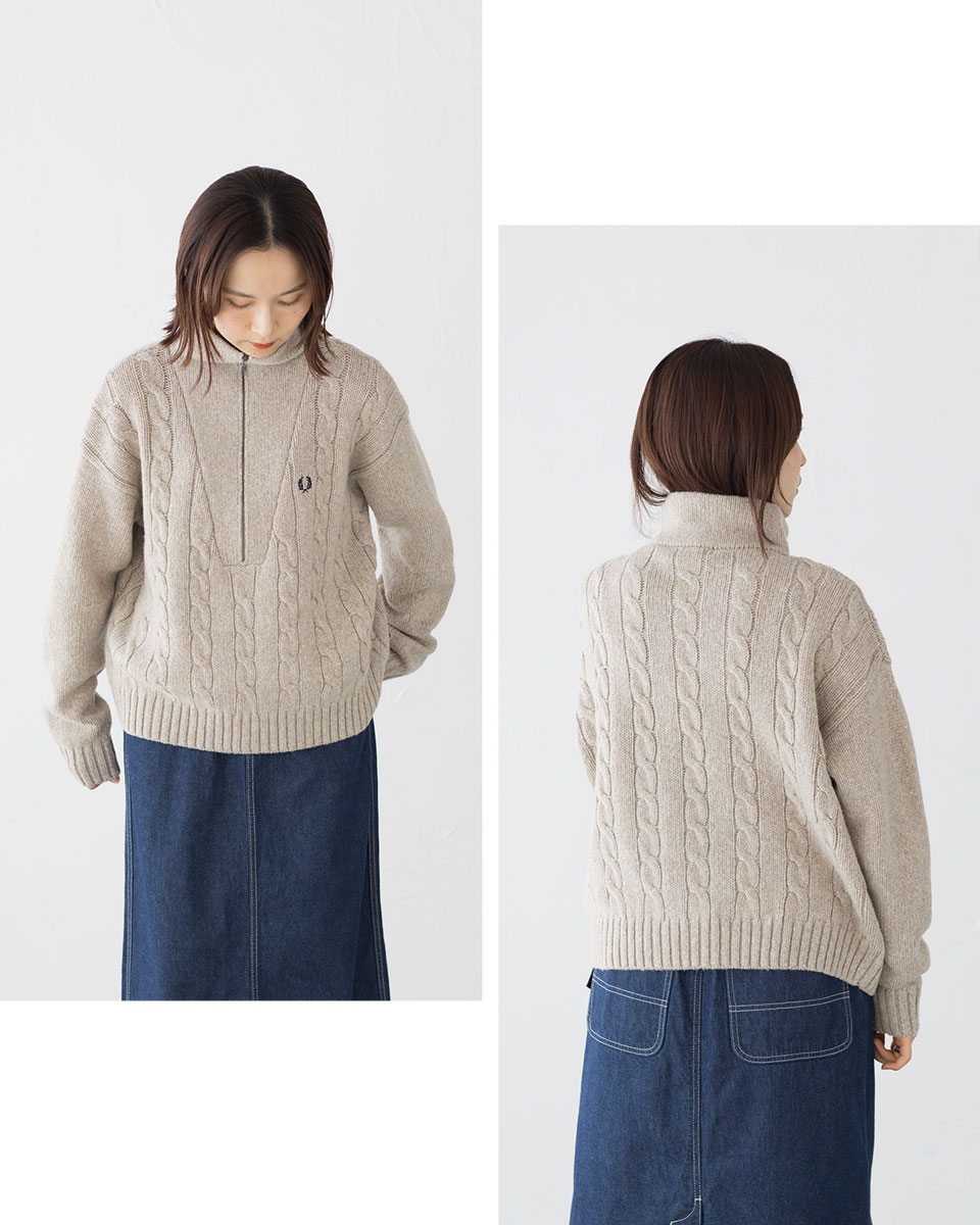 楽天市場】フレッドペリー ハーフジップ ケーブル ニット ジャンパー