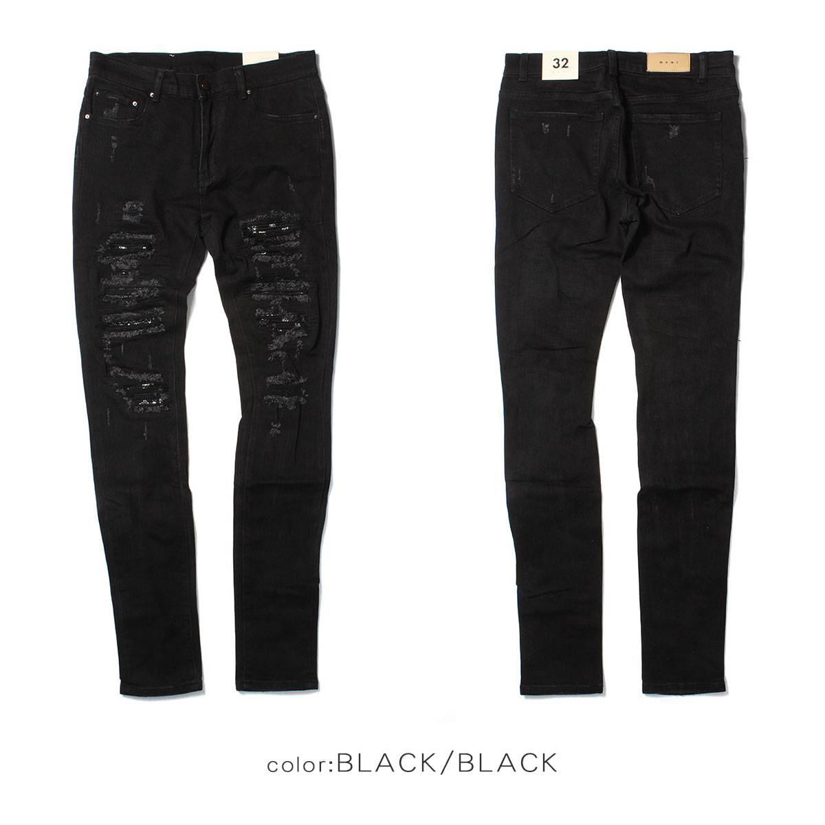 楽天市場】mnml ミニマル X165 PAISLEY STRETCH DENIM BLACK