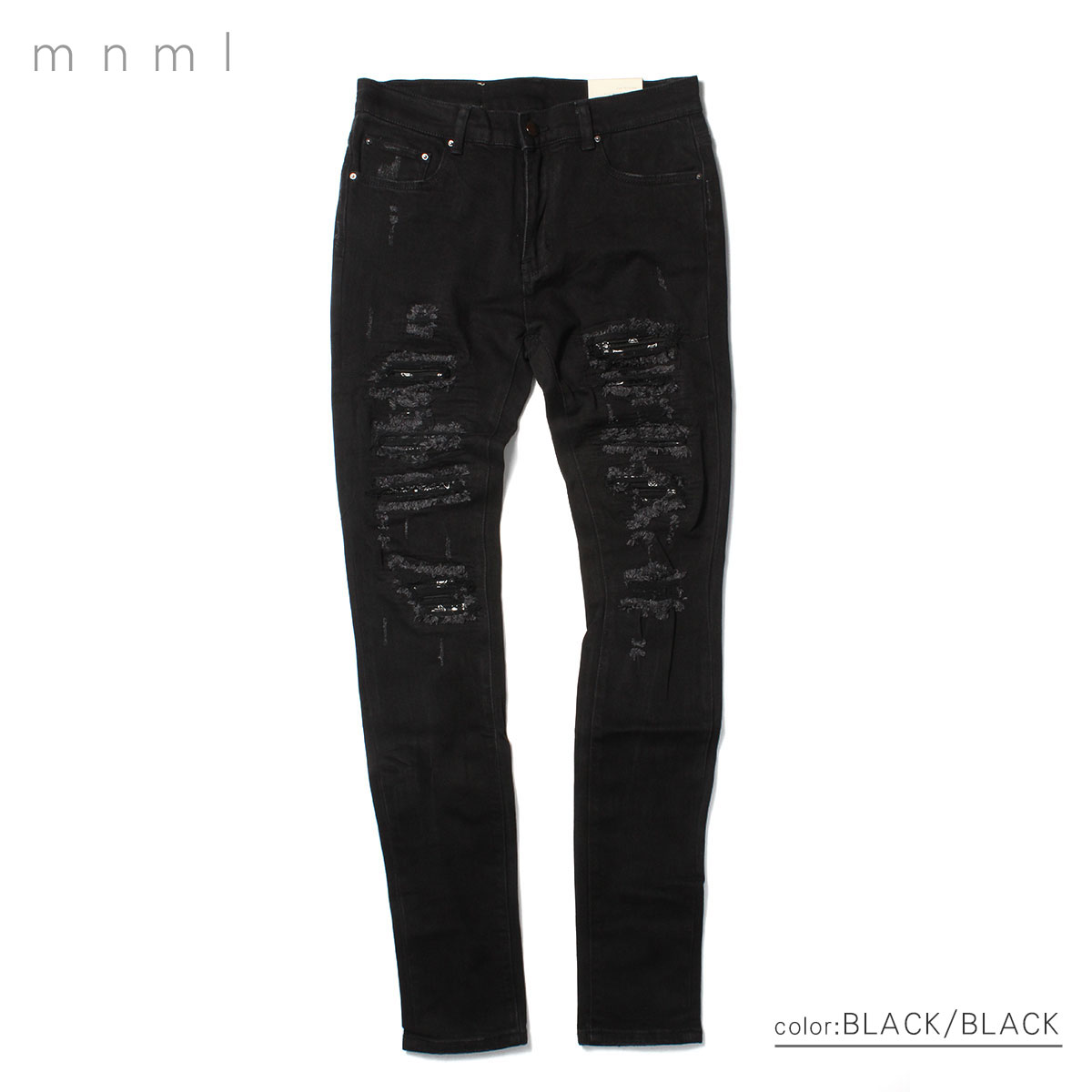楽天市場】mnml ミニマル X165 PAISLEY STRETCH DENIM BLACK