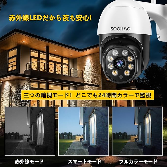 楽天市場】SOOHAO 防犯カメラ ワイヤレス 500万画素 屋外/内用 防水 首