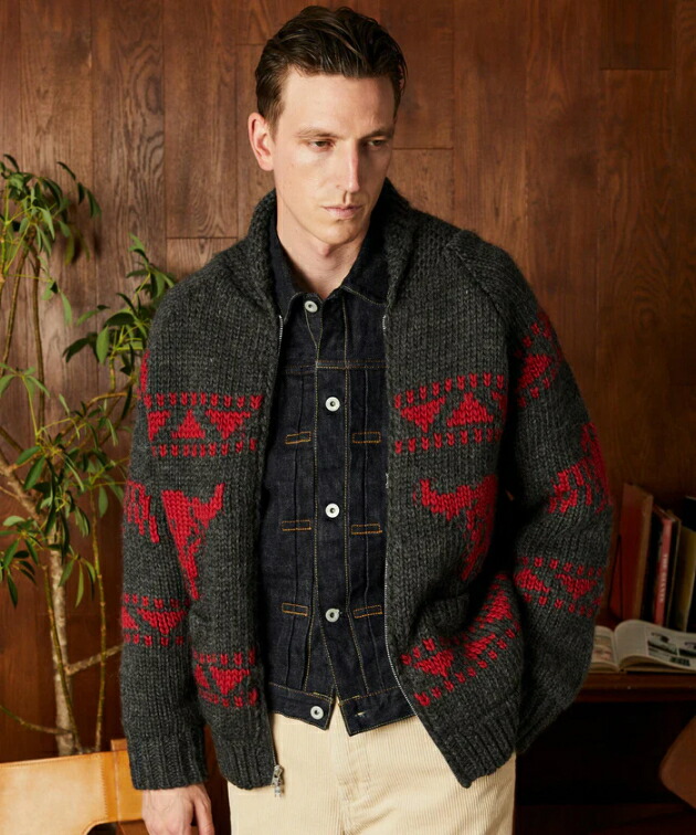 楽天市場】ジップ セーター ジャケット｜カウチンセーター｜ジップ