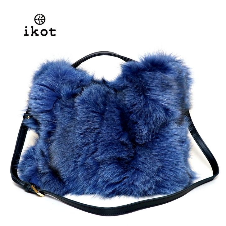 楽天市場】ikot イコット ファーバッグ ショルダーバッグ ブルー 青