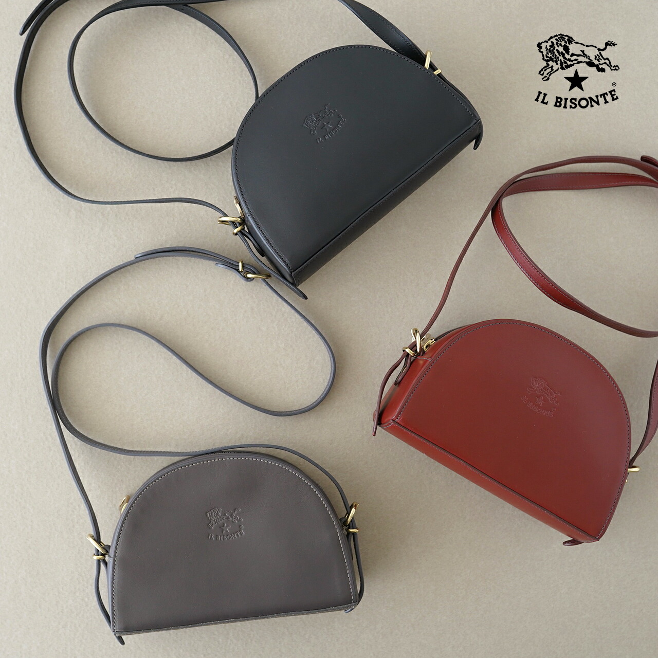 楽天市場】イルビゾンテ IL BISONTE ハーフサークル ショルダーバッグ