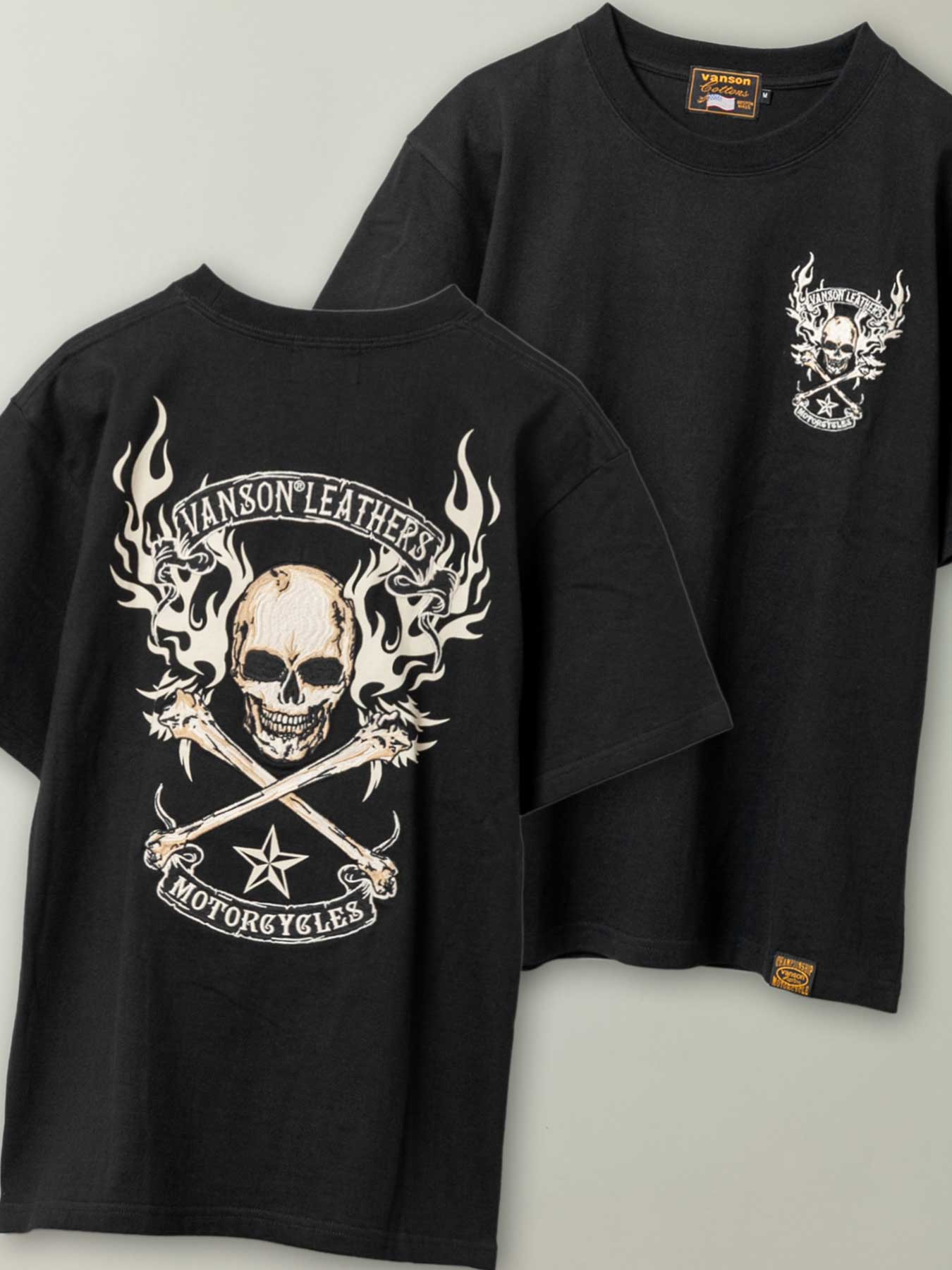 楽天市場】【VANSON】 スカル ファイヤー 刺繍入り Tシャツ ｜ ティー