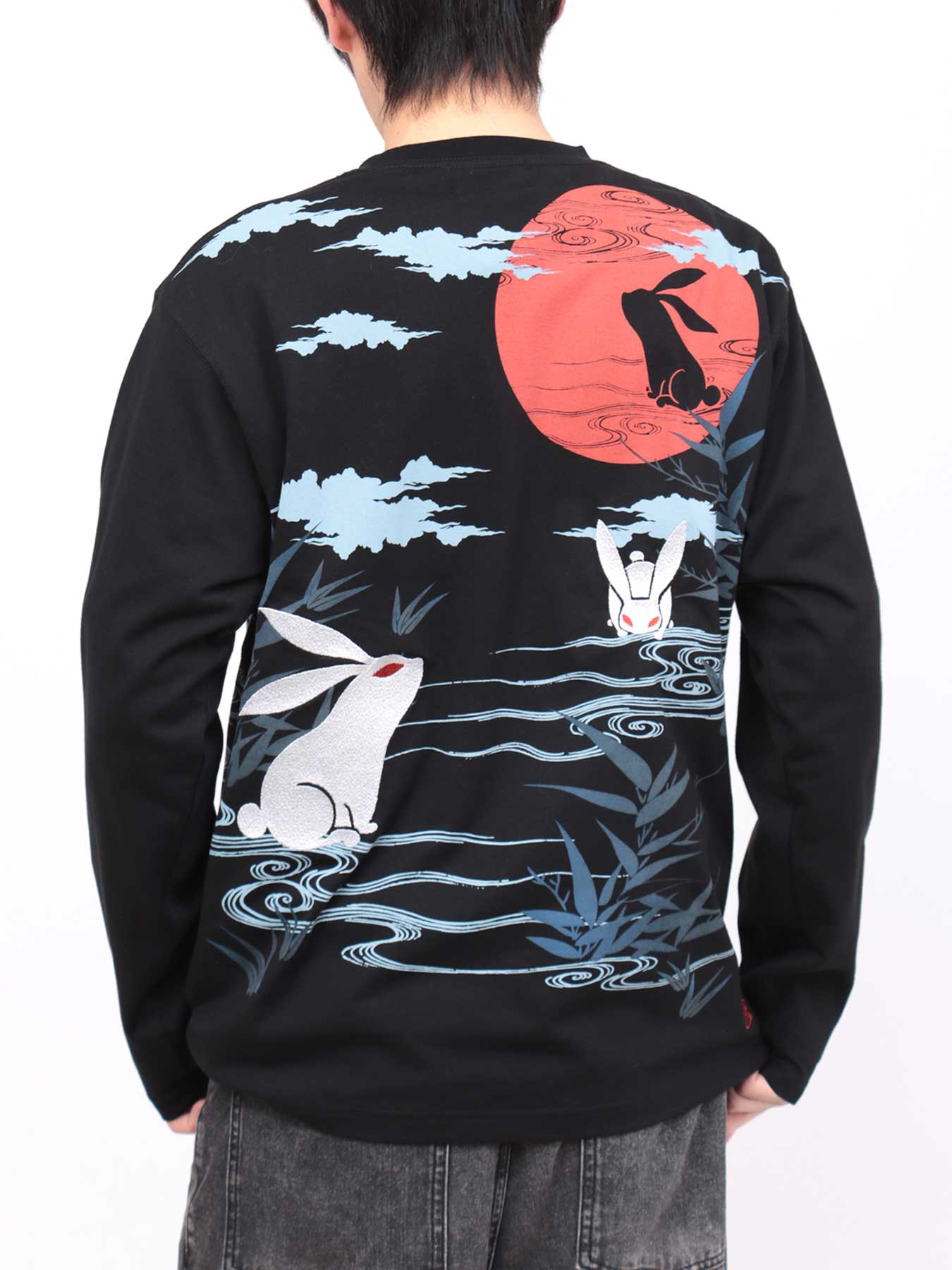 楽天市場】【絡繰魂】月見 兎 刺繍入り ロンT ｜ 和柄 長T Tシャツ