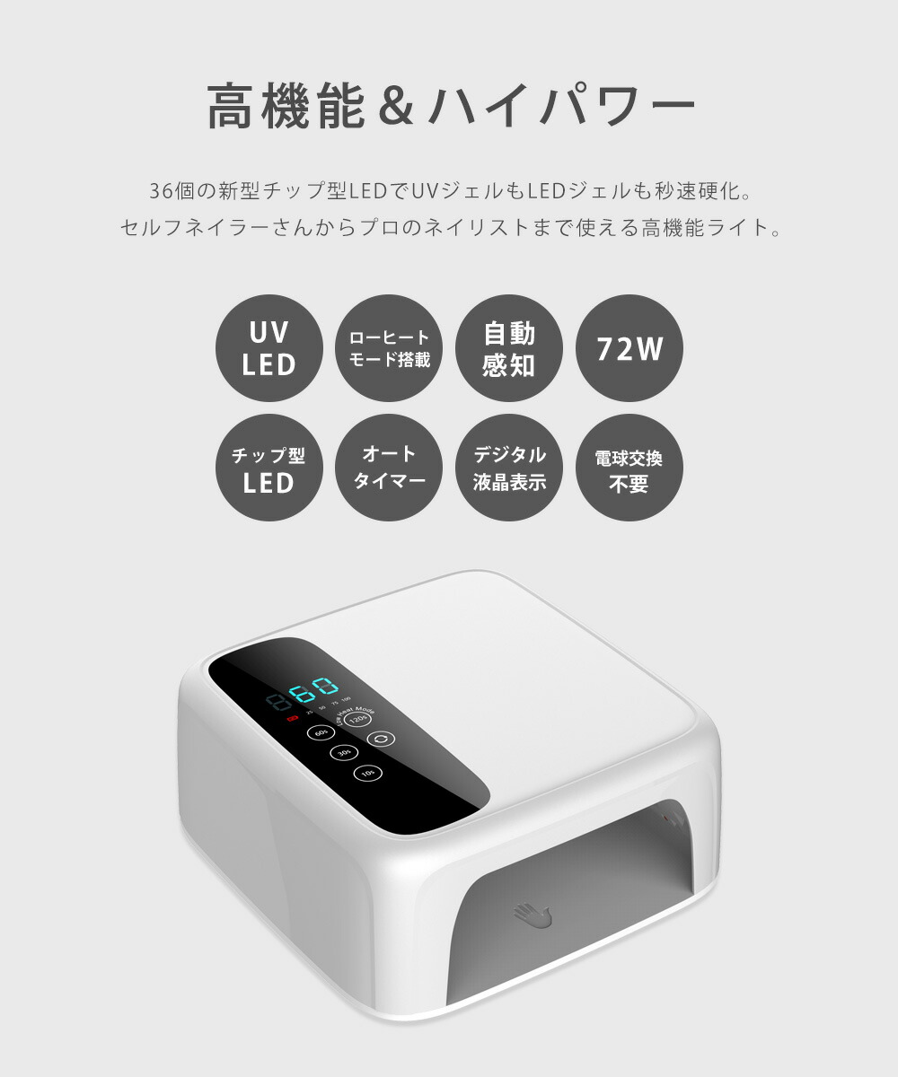 楽天市場】ネイルツール UV/LED両対応 新型ハイパワー ハイブリッドLED