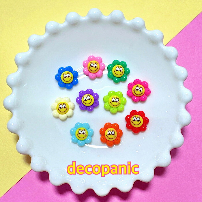 楽天市場】当店限定【ネイルサイズ】 ミニ顔付きフラワー デコパニック