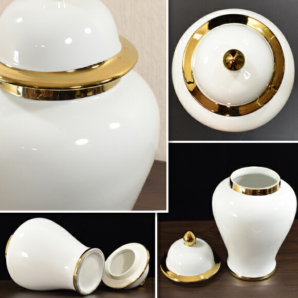 楽天市場】ホワイトゴールド ジンジャージャー 陶器蓋付壷