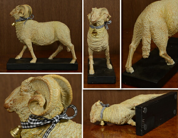 楽天市場】Sheep リボンをつけたヒツジの置物 羊 アンティーク 雑貨