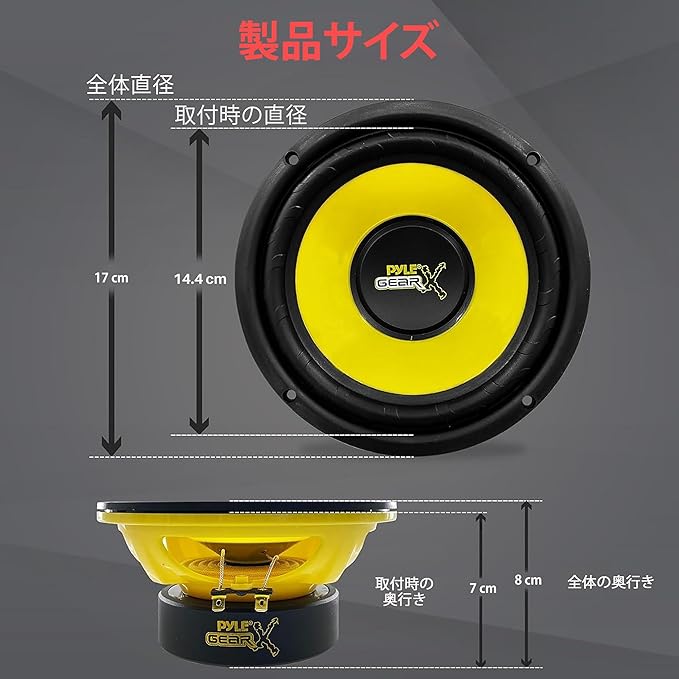 楽天市場】PYLE 6.5インチ Gear X ミッドウーファー PLG64 高出力 カー
