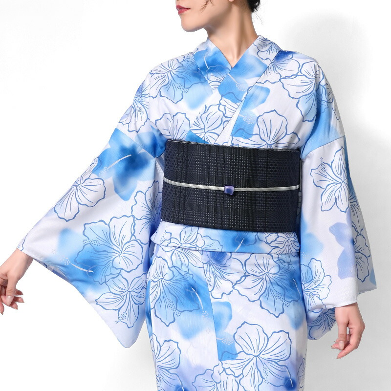 楽天市場】浴衣 ハイビスカス 芙蓉 青 水色 白 ぼかし グラデーション