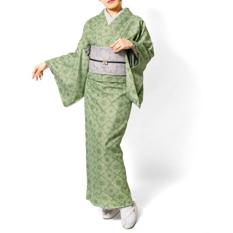楽天市場】【1000OFFクーポン配布中】着物 洗える着物 袷 グリーン