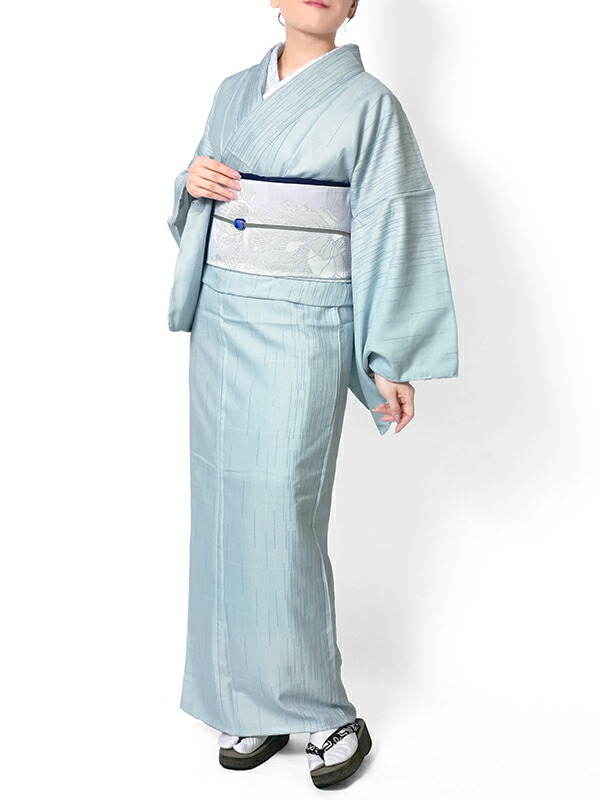 楽天市場】着物 レインストライプ 縞 水色 白 ブルー シンプル シック