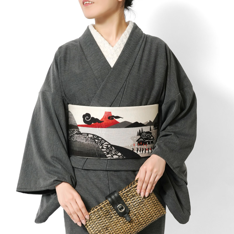 楽天市場】半幅帯 WAKKA いざお江戸!! うさぎ 赤 黒 グレー アニマル