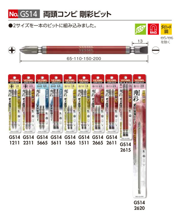 楽天市場】GS142611 両頭コンビ 剛彩ビット No. GS142611 (+2/-6×110 2