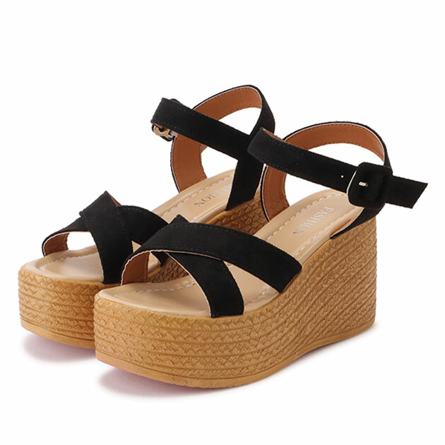 楽天市場】スエード調ウェッジソールサンダル ウェッジソールサンダル