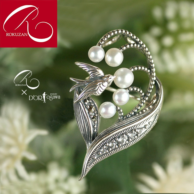 楽天市場】【碌山】シルバー スズラン 淡水パール 幸せの鳥 ブローチ